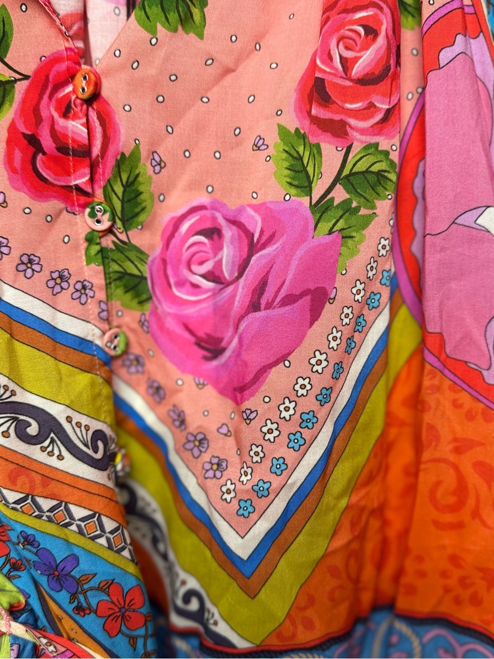 Spell NWT Aphrodite floral pink boho chic coastal cowgirl festival blouse - Picture 9 of 12